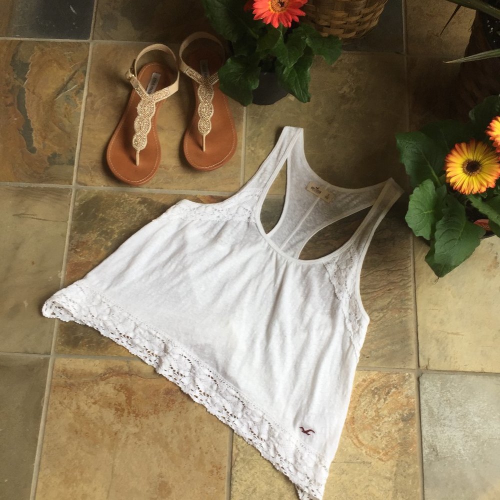 Hollister Flowy BoHo Tank W/Lace Trim (like NEW) - Picture 2 of 16